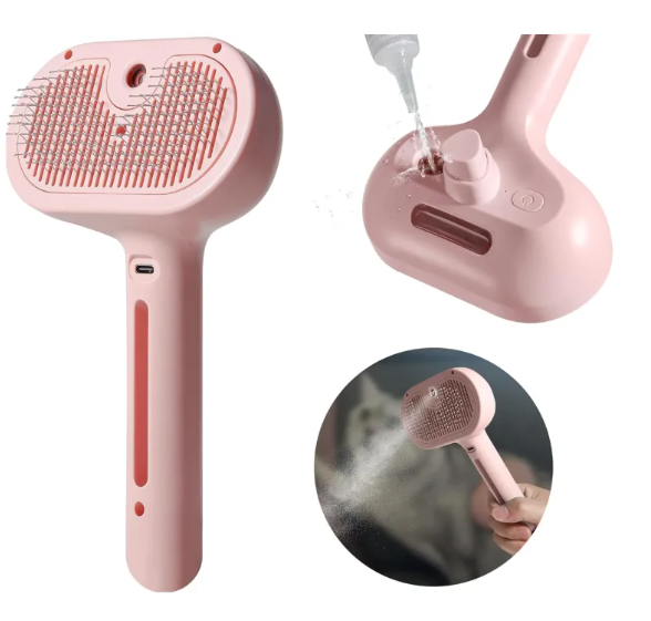Cepillo de vapor para perros con depósito de agua